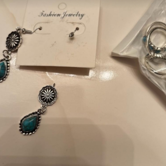 15 PCs Western Concho Belt Cowgirl Necklace, Dangle Earrings Rins Jewelry set - Picture 7 of 8